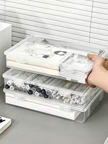Transparent A4 Plastic Storage Box With Lid - Dustproof Desktop Organizer, Suitable For Office Supplies, School Supplies, Back-To-School Essential - Multicolor - View 3