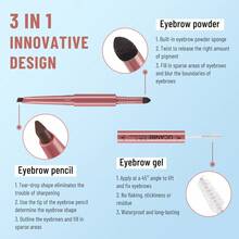 UCANBE 3-In-1 Eyebrow Pencil: Triangle Retractable Eyebrow Pencil, Waterproof Eyebrow Gel And Eyebrow Powder, Create Natural Eyebrow Shape - Medium Brown - View 3