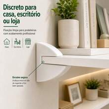 Kit 8 Suporte Tucano MDF 15mm Fixadores Invisíveis Para Prateleira Branco e Preto - Branco - Visão 6