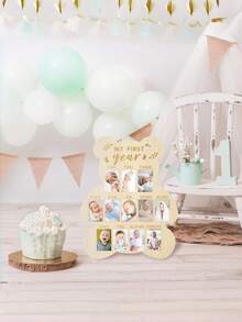 12 Monthly Picture Frame,One Year Birthday Wooden Photo Board, My First Year Milestone Photo Board Baby First Year Wood Sign (Bear) - Bear-shaped - View 4