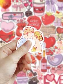 50pcs Valentine's Day Letter Stickers For Phone Case, Planner, Diary, Scrapbook, Greeting Card, Envelope, Guitar, Skateboard, Helmet, Tablet, Holiday Gift - Valentine's Day Letter - View 4
