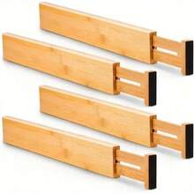 1/2/4pcs Adjustable Bamboo Drawer Dividers, Spring-Loaded Storage Partitions, For Kitchen, Vanity, Bedroom, Desk, Clothes, Socks And Other Home Goods, Desktop Drawer Organizer, Drawer Storage Accessories - Multicolor - View 10