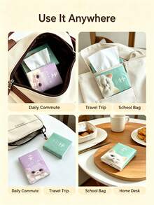 1/2/4/9 Packs New Cartoon Large Size Pattern Handkerchief Tissues,Gentle Kitten 3-Ply 8-Sheet Handkerchief Tissues, Portable Small Pack Tissues, Handkerchief Tissues, Student Pocket Tissues Back-To-School Essentials ﻿ - Multi-color - View 7