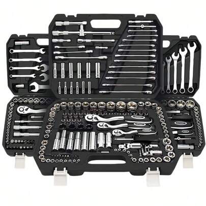 115/46pcs Car Repair Tool Set, Bicycle & Car Repair Tool Kit: Ratchet Torque Wrench, Wrenches, Screwdrivers, Socket Set - Perfect For Bicycle And Car Repair!