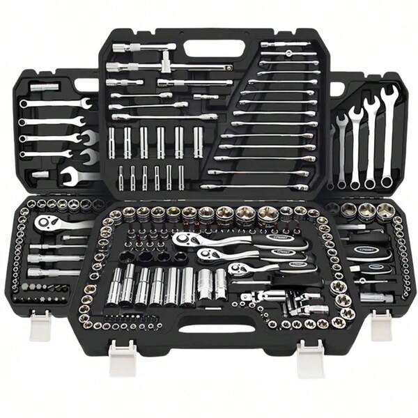 115/46pcs Car Repair Tool Set, Bicycle & Car Repair Tool Kit: Ratchet Torque Wrench, Wrenches, Screwdrivers, Socket Set - Perfect For Bicycle And Car Repair!
