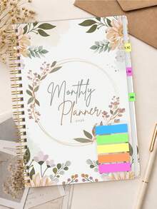 1pc 2026 Floral Monthly Planner For Women, Jan-Dec Calendar With Gold Spiral & To-Do Pages, Office Desk Accessories Note Books For School Teacher Accessories, Halloween Gifts - A - View 8
