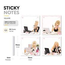 1/4pcs Fashion Blonde Office Girl Sticky Notes,Cute Business Lady Cartoon Decorative Note Paper Set, Perfect For Daily Message Taking, Planner, Junk Journal, Office Desk & School DIY Handcraft Supplies - one-size - View 7