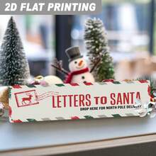 2D Flat - Vintage Metal Christmas Sign, Featuring 2D Flat Design, Content: "Letters To Santa, Please Deposit Here, North Pole Express". Perfect For Home Or Entrance Decor, Size: 3.94X15.75 Inches. - A - View 5