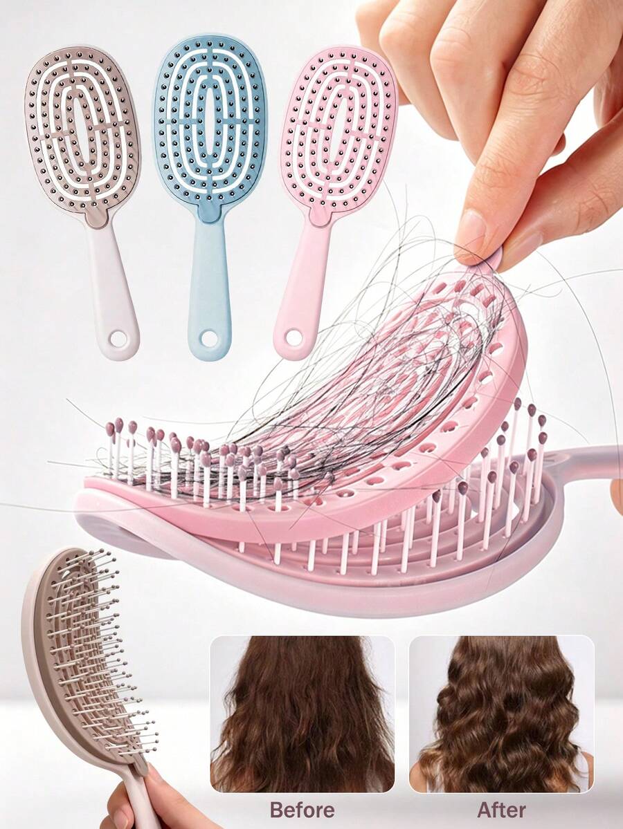 Detangling Comb For Fine And Thick Hair, Ventilated Quick-Drying Hair Brush, Suitable For Thick And Fine Hair, Curly And Straight Hair, Wet And Dry Hair, Smooth And Detangle, Suitable For All Hair Types (Wet, Dry And Damaged Hair), Unisex, Women's Travel Comb - Multiple Styles - View 1