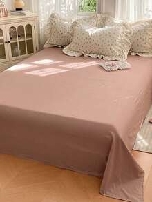 Pink Ruffle Lace Duvet Cover 4-Piece Set, Soft And Comfortable Bedroom Bedding, No Filling, Botanical Print, Breathable And Soft All-Season Bedding Set Including 1 Duvet Cover, 1 Bed Sheet, 2 Pillowcases, Suitable For Bedroom, Dorm, Home Use, Multiple Size Options - Pink - View 9