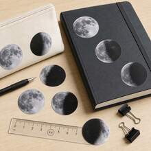 45pcs/Box Calendar Moon Phase Decorative Stickers For Laptop, Planner, Scrapbook, Cup, Diary, Notebook, Photo Album, Phone Case - Moon - View 8