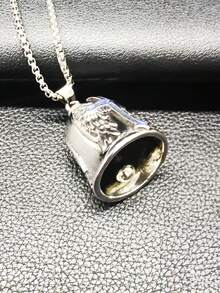 AD Angel Stainless Steel Exorcism Bell, Vintage Punk Riding Decoration Bell, Light Gray Universal Modification Accessory, Suitable For Motorcycles, Bicycles, Blue Cross - Blue Rubber Cross - View 2