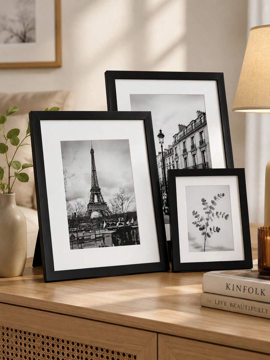Bohemian Style Photo Frame Set, PVC Material, Self-Adhesive, Waterproof And Dustproof, Horizontal And Vertical Frames, Suitable For Home, Office And Commercial Use, Home Decor | Bohemian Style | Waterproof Photo Frame, Photo Frame Decoration - A - View 1