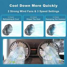 360° Rotating Dual-Head Car Backseat Fan, 3-Speed Adjustment, USB Powered Car Cooling Fan, Suitable For Cars, Trucks, USB Powered High-Strength Cooling Fan For Backseat - Dual-head Fan - View 8