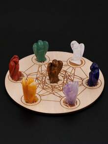 1pc/1Set Angel Shaped Natural Stone Crystal Grid Sacred Geometry Meditation's Cube Witchcraft,Healing Energy Crystal, Anxiety Relief, Grids For Crystal ,Decor Positive Energy Decor,Halloween Decor Gift - Multi-color - View 8