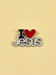 I Love Jesus 心形胸針－信仰字母別針，適用於包包、夾克配件禮物 - 彩色 - 查看 4
