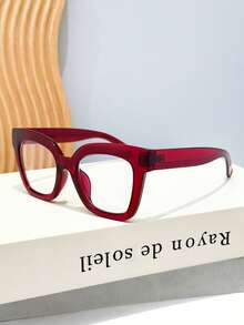 1件中性款正方形對比色Y2K復古街頭極簡時尚平光鏡框眼鏡,適合度假 - 無色 - 查看 13