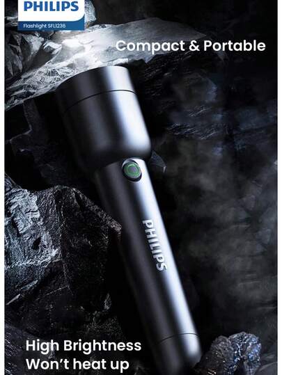 Philips SFL1236 High Brightness Flashlight Stepless Dimming 4 Modes Ring Battery Indicator Type-C Charging 300 Lumens Emergency Torch