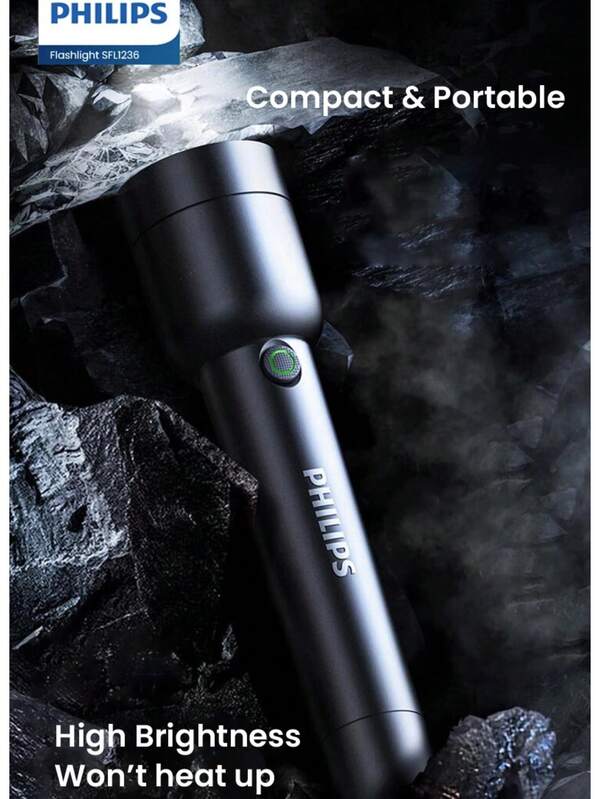 PHILIPS كشاف فيليبس SFL1236 عالي السطوع مع تعتيم تدريجي 4 أوضاع مؤشر البطارية على شكل حلقة شحن Type-C 300 لومن كشاف الطوارئ