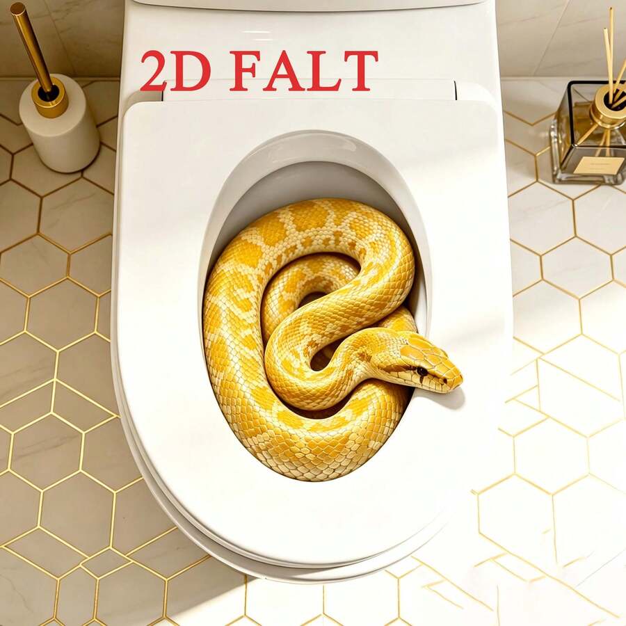 1pc/1set Creative Realistic Gold Snake Toilet Hole Prank Sticker, Beautiful Color, Scary & Funny Toilet Decoration Decal, Self-Adhesive Wall Sticker, Suitable For Bathroom Walls, Durable PVC Material Home Decor Wall Sticker Toilet Decoration Sticker - Multicolor - View 1