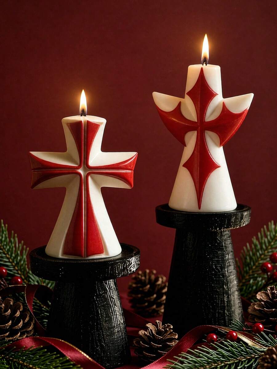 3D Cross Silicone Candle Mold, 2 Styles Including Classic Cross And Winged Cross, Flexible Silicone For Smooth Demolding, Suitable For Soy Wax, Aromatic Plaster, Handmade Soap DIY - Cross Mold - View 1