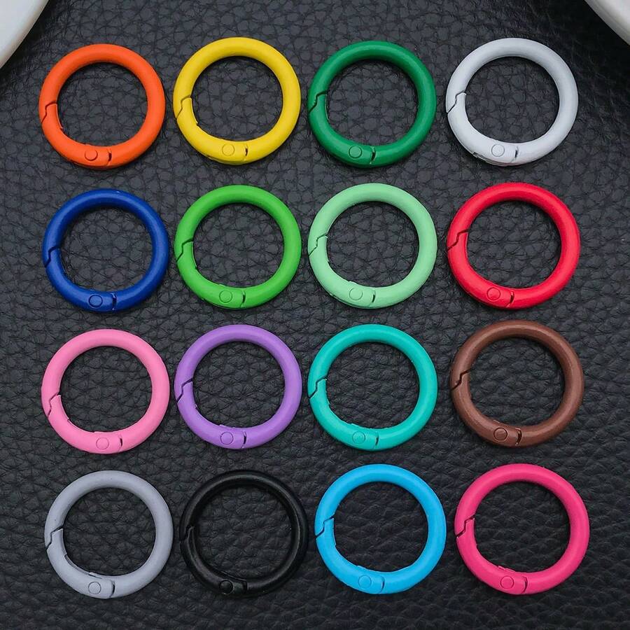 10/30/50pcs Metal Spring O-Ring Round Carabiner Key Ring Candy Color Quick Release Clip DIY Accessories For Keychain, Bag, Handbag