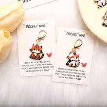 1pc/6pcs Elegant Cat & Daisy Keychain - Women's Fashion Festival & Party Accessory, Animal & Plant Themed Design With Inspirational Card, Creative Phone Charm, Suitable For Backpacks And Car Keys, Daily Item - Multicolor - View 3