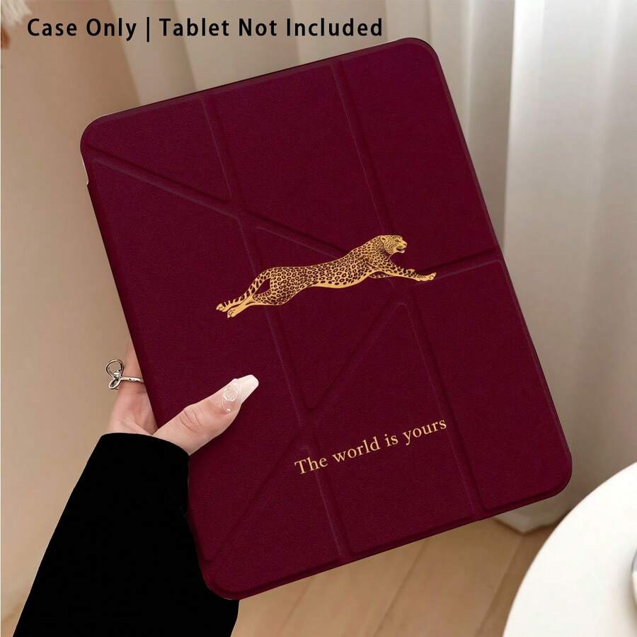 Leopard Pattern Painted Effect Tablet Protective Case With Stand, Compatible With Honor 8/9/10/X8/X8A/X9/X8Pro/X9Pro/ MatePad SE 11"/MatePad 11"/11.5"/MatePad Pro/Apple 10th/11th Gen 2025 (A16)/ Galaxy Tab A7/A9 And Other Popular Models - Multicolor - View 1