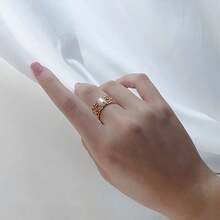 1pc French Vintage Elegant Luxury Palace Style Hollow Lace Wide Open Ring, Suitable For Women's Daily Wear - Gold - View 9