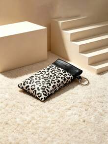 1pc Auto Squeeze Close Glasses Pouch Leopard Print PU Leather Portable Fashion Glasses Case With Keyring 3 Colors Eyewear Storage Bag For Women Daily Use ﻿ - Multicolor - View 14