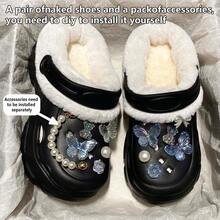 Autumn/Winter Fashion Versatile New EVA Thick Sole Height-Increasing Perforated Shoes With Thermal Lining Warm Outdoor Wearable Plush Closed-Toe Slippers - White - View 4