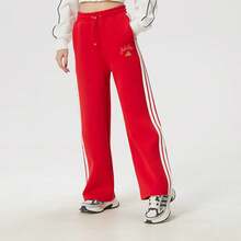 Adidas Celana Kasual Sporty Tiga Garis Wanita Terbaru - Red and White - View 3