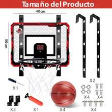 Tablero de Basquetbol para Niños Plegable, Canasta de Basquetbol para Niños Portátil con Contador Electrónico De Puntaje, Aro, 4 Mini Balón, Tablero de Basketball para Puerta y Pared Juegos Exterior - Multicolor - Ver 7