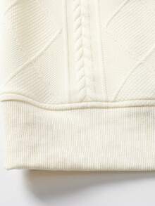 Blueprint Man 1pc Men's Polo Shirt, Apricot 3D Cable Knit Body, Plaid Patchwork Collar, V-Neck Placket, Comfortable Skin-Friendly Soft Anti-Pilling Knit Fabric, Old Money Vintage Casual Style, Spring/Autumn Commute, Shopping, Travel - Apricot - View 11