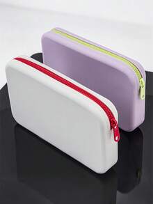 1 pezzo Borsa quadrata piccola in silicone per conservare monete, rossetto, carta bancaria, auricolari, borsa con cerniera per chiavi portatili, portafoglio da donna, portamonete - Multicolore - Visualizzare 9