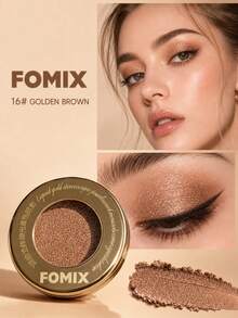 FOMIX 高顯色亮澤單色眼影，珍珠閃粉搭配奢華金色圓形粉餅盒，透明蓋，持久閃耀眼妝，適合日常、派對與節日使用 - 金棕色 - 金棕色 - 查看 8