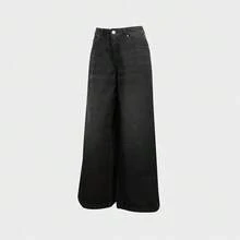Adidas Celana Jeans Wanita Clover Model Lebar - Potongan Longgar, Melangsingkan, Celana Panjang Kasual - Hitam - View 4