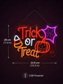 1PC Trick Or Treat LED Neon Sign With USB Cable, PS Board Pumpkin Neon Light Wall Decor, Colorful Spooky Lamp For Bedroom, Party, Bar,Halloween, Holiday Gift - Multi-color light - View 13