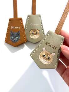 1pc Customized Hand-Painted Leather Dog Portrait Pet Charm Pendant Keychain, Personalized Pet Hand-Painted Leather Dog Portrait Commemorative Hanging Ornament - Multicolor - View 8