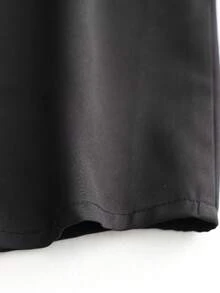 Blus Chiffon Hitam Kerah Tegak Sedikit Transparan Gaya Dewasa Elegan Ukuran Plus untuk Wanita dengan Desain Lengan Tengah Berkerut Elastis, Cocok untuk Perjalanan Sehari-hari dan Kencan. - Hitam - View 6