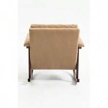Mid-Century Modern Accent Chair, Wooden Frame Rocking Chair, Upholstered Armchair For Living Room, Reading Chair For Bedroom And Sunroom. - 淺棕色 - 查看 3