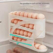 Kitchen Egg Storage Box, Refrigerator Side Door Organizer, 3-Tier Egg Holder, Food Storage Container - Multicolor - View 7