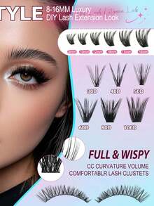 رموش صناعية عنقودية مختلطة في صينية واحدة 30 40D 50D 80D، رموش منفوشة بتجعيد D-Curl، إكستنشن رموش فردي DIY - D - مشاهدة 7