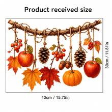 1/3/5pcs Fall Hanging Branch Window Clings Static Pumpkin Maple Leaf Window Stickers Removable Autumn Thanksgiving Decorations For Kitchen Home Glass Window Decor - Autumn Window Stickers - View 3