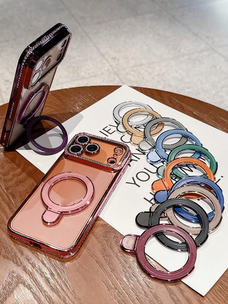 Car Phone Holder Compatible With Multiple Phone Models, Wireless Charging Back Adhesive Phone Case Universal Ring Holder - Multicolor - View 1