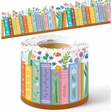 Wildflower Bookshelf Border Decor - 32.8ft Self-Adhesive Decorative Paper, Suitable For Back To School Floral Book Bulletin Board, Perfect For Classroom, Library, Office Chalkboard And Home Wall Party Decoration - Set - View 1