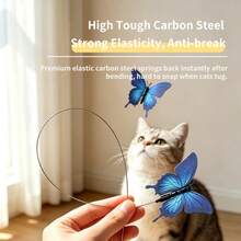 Automatic Rotating Butterfly Cat Toy, Rechargeable Interactive Cat Teaser Wand With Strong Suction Base, Handheld & Mountable Kitten Self Entertainment Toy For Indoor Exercise - Blue and White - View 6