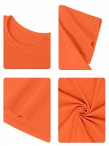 [Halloween] Tween Girl Print Pullover Short-Sleeve Cotton T-Shirt, Student And Young Children's Clothing, Summer Outfit Tops For Kids - Orange - View 8