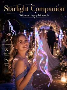 5/10pcs Colorful Wedding Wands, Ribbons, Valentine's Day, 3 Color Flashing Functions, Glowing LED Silk Fairy Wands, Lace Wands With Bells, Suitable For Wedding Reception, Graduation Ceremony, New Year's Eve, Birthday Party (Colorful Light) - Fairy Wand - View 4