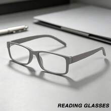 4pcs Classic Rectangular Frame Reading Glasses, Matte Frame Design, Suitable For Daily Work Reading , Family Value Pack - 2 Silver Grey + 2 Brown - View 2